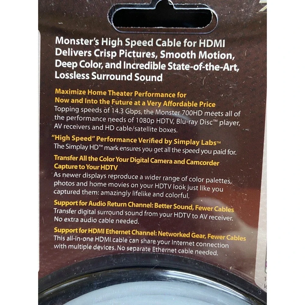 Monster HDMI Cable 700hd 4m Gray 13ft Video & Audio New In Package HD TV